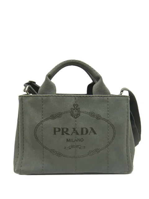 Prada Pre-Owned 2013-2026 Small Canvas Canapa Logo satchel Grey PZ0C6TRB7YKZ2WDY