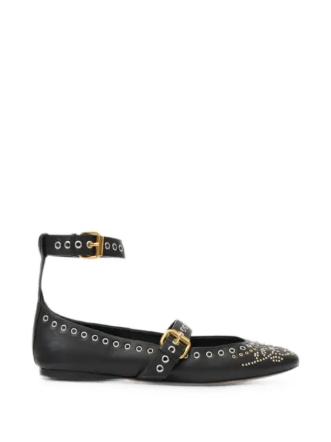 ISABEL MARANT eyelet-embellished studded ballet flats Black 26ABN0037FAD3A255