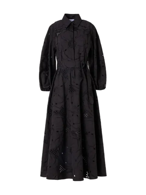 Akris broderie-anglaise belted midi dress Black 474002008041