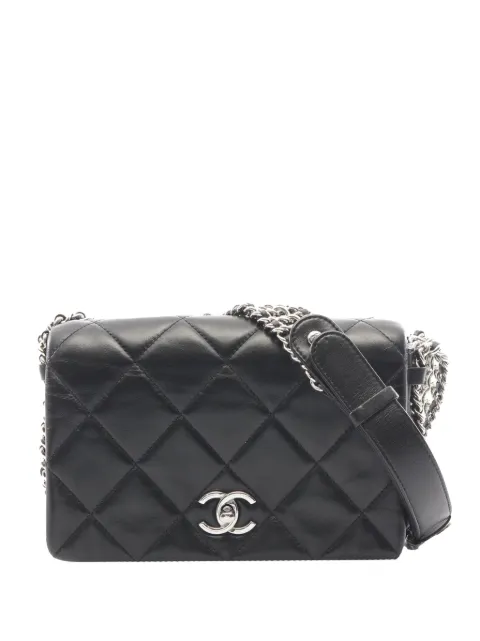 CHANEL Pre-Owned 2021-2026 CC Quilted Lambskin Single Flap shoulder bag Black Y4G2N7PI7OE9L78P