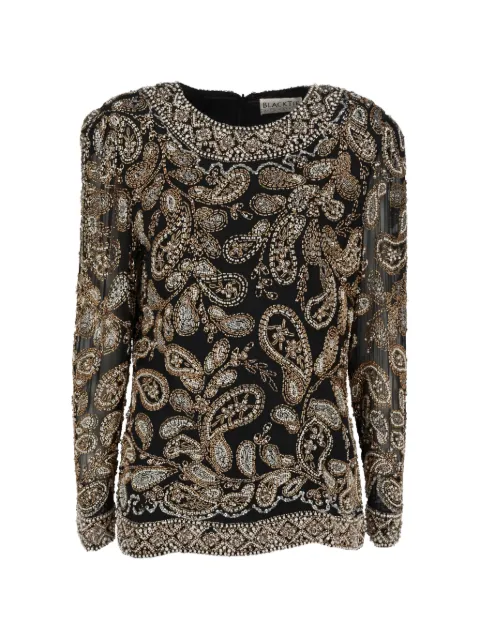 Oleg Cassini Vintage bead-embellished paisley-print top Black W15062612