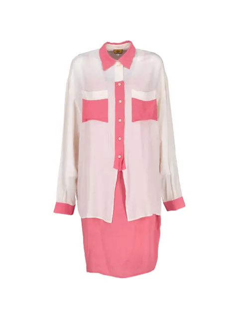 Fendi Pre-Owned colour-block shirt midi dress Pink W15062615