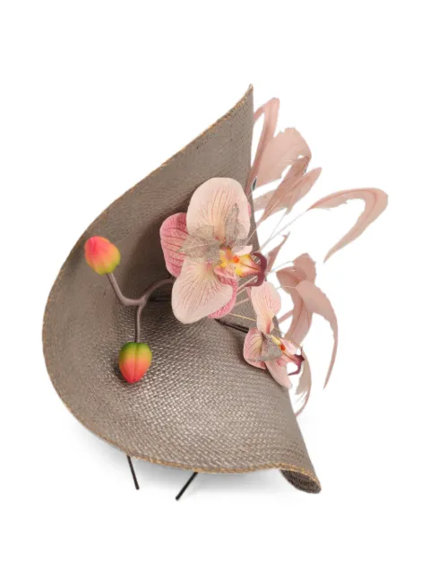 Vintage floral-embellished feather-trim fascinator Grey W27526162