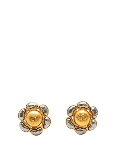 CHANEL Pre-Owned 1980-1990 CC Bicolor Brass Flower Clip On Earrings costume earrings Gold QEYXT7Y0CWNDXCQB