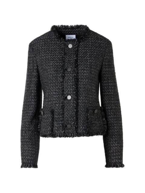 Akris frayed tweed jacket Black 670300050747