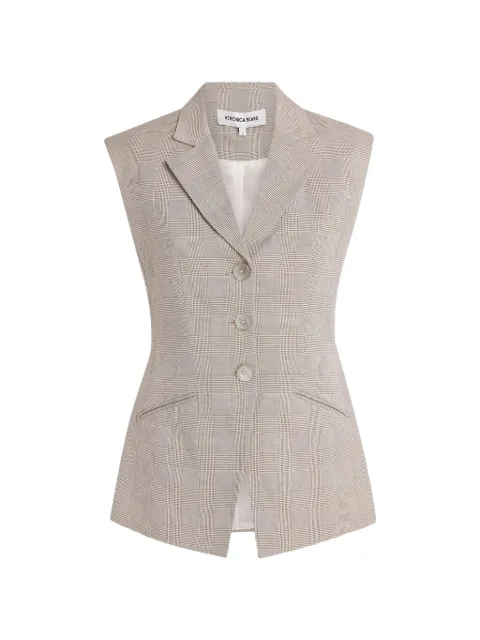 Veronica Beard Sorenne Prince of Wales check waistcoat Neutrals 2605SU114B0245