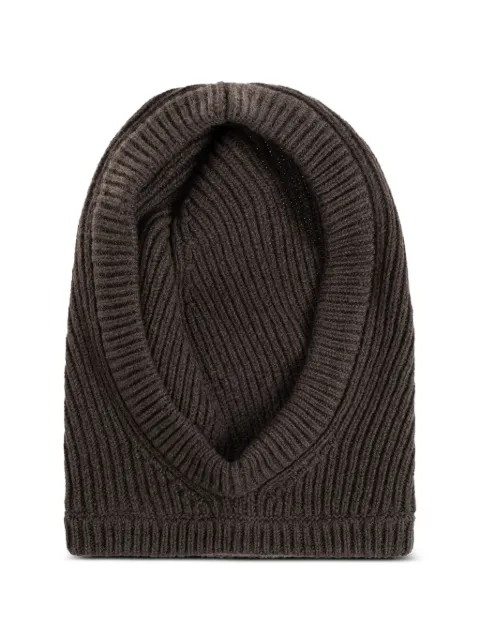 Rick Owens ribbed-knit cashmere-blend hood Brown RU02F4481WSBR