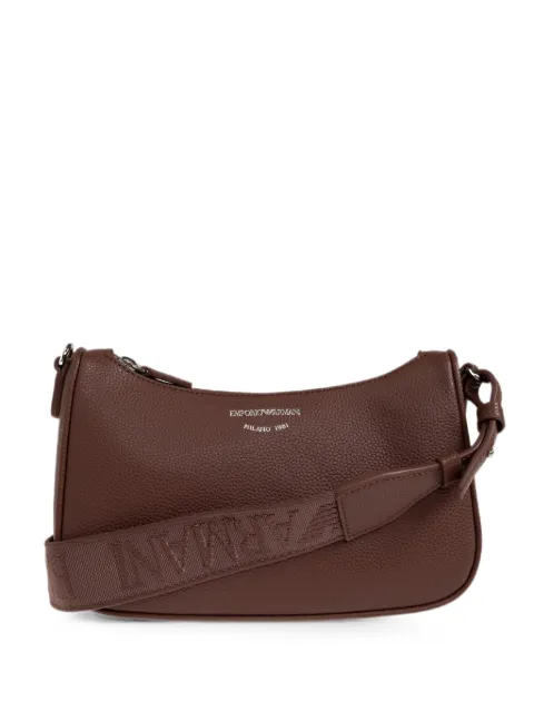 Emporio Armani logo-print pebbled shoulder bag Brown EW000539AF12036M6453