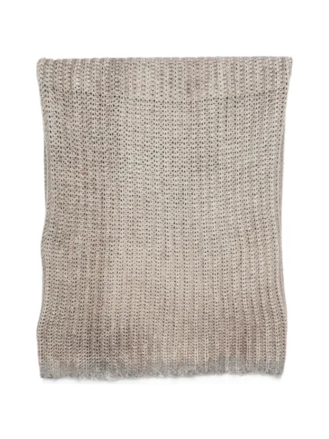 Avant Toi ribbed-knit frayed snood scarf Neutrals 226WA1022CLNVDH