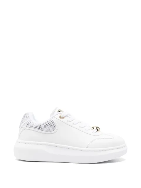 GUESS USA crystal-embellished leather sneakers White FLTFUPLEA12