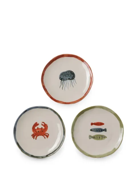 CU I SEEYOU marine-print ceramic plates Neutrals CU58424