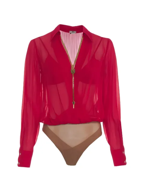 Elisabetta Franchi chain-link padlock-detail bodysuit Red CB00966E2