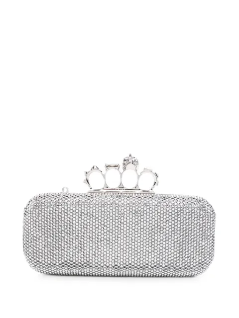 Alexander McQueen Long Knuckle crystal-embellished clutch bag Silver 8746151LY13