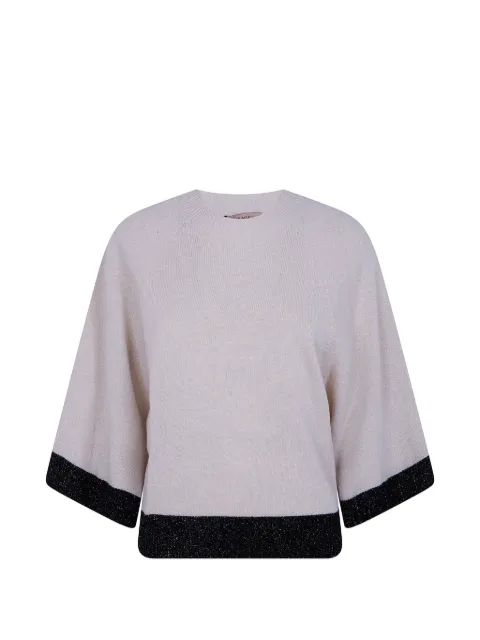 TWINSET lurex-knit raglan-sleeve sweater Neutrals 262TP3511