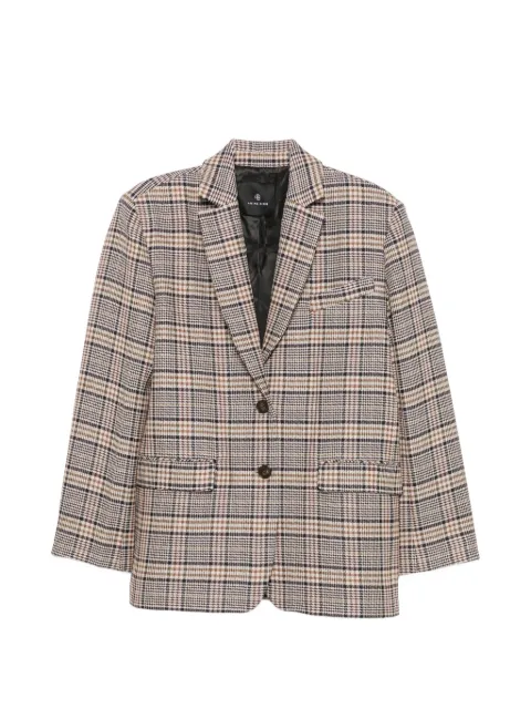 ANINE BING Quinn check-pattern single-breasted blazer Neutrals A0112220