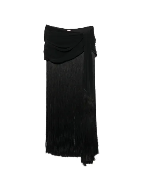 Cult Gaia Saman fringe-trimmed maxi skirt Black WVSK34774CR3735