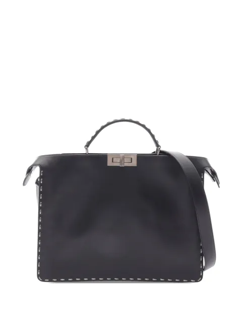 Fendi Pre-Owned 2009-2026 Studded Leather Peekaboo ISeeU Briefcase business bag Black MK9K41CA393ASNVT