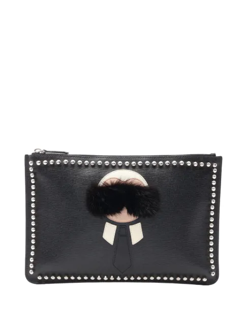 Fendi Pre-Owned 2014-2016 Calfskin Karlito clutch bag Black CJTLSJBQBCOBN1G2