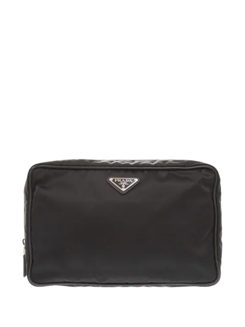 Prada Pre-Owned 2013-2026 Saffiano Trimmed Tessuto clutch bag Black ADKJGROBUCFALSJV