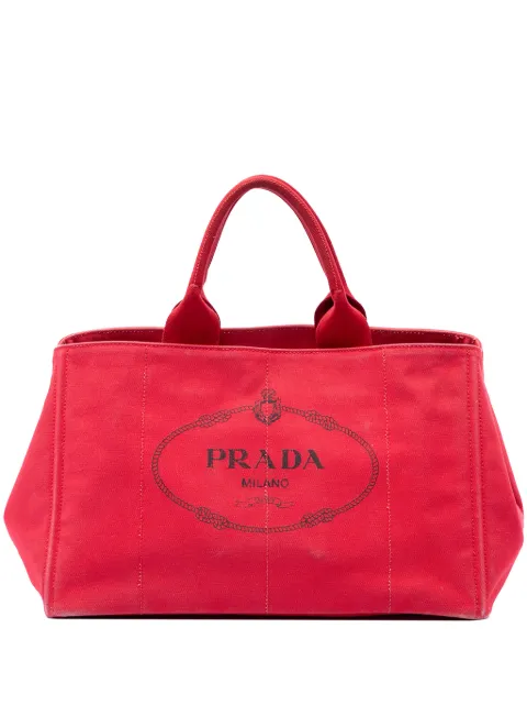 Prada Pre-Owned 2013-2026 Large Canvas Canapa Logo satchel Red YJ07TQNKZD9J2H61