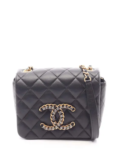 CHANEL Pre-Owned 2021-2026 Mini Quilted Lambskin CC Crystal Full Flap crossbody bag Black ZYKIF7H2GD1US8PW