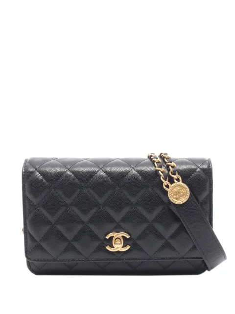 CHANEL Pre-Owned 2021-2026 Quilted Caviar Twist Your Buttons Wallet on Chain crossbody bag Black C85EGMTD5U2XCKQ8