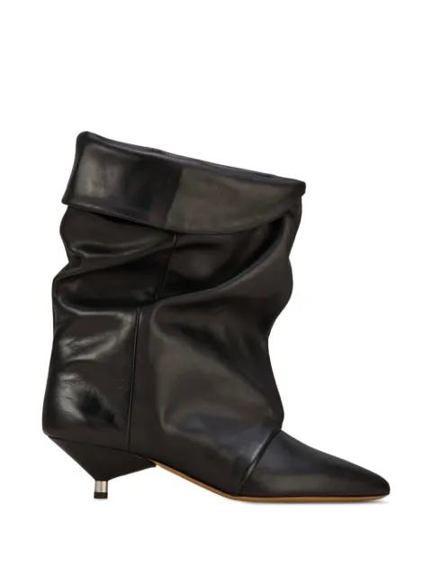 ISABEL MARANT Edrik slouchy leather boots Black 24ABO0120FAB3A105