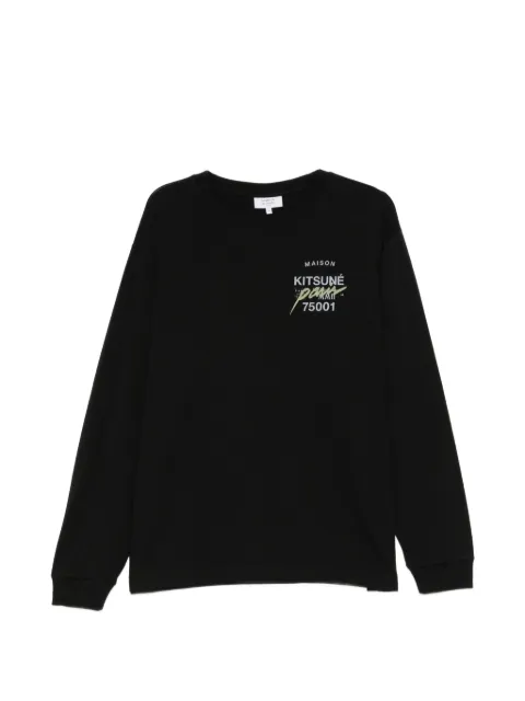 Maison Kitsuné logo-print long-sleeve T-shirt Black MQMJT03KJ0119