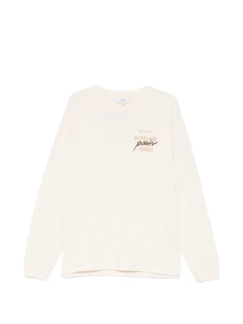 Maison Kitsuné fox-print long-sleeve T-shirt Neutrals MQMJT01KJ0119