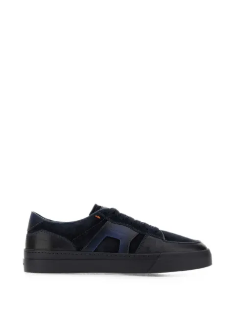 Santoni leather suede-panel sneakers Blue MBGT22221OCNTGEU
