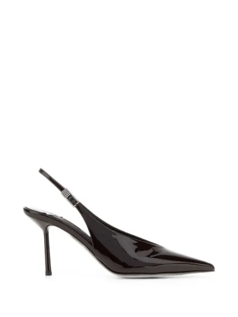 Le Silla Clivage crystal-embellished slingback pumps Brown 4225C080BLPPGLOSSY
