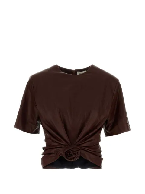 Magda Butrym leather rosette-detail blouse Brown 280726