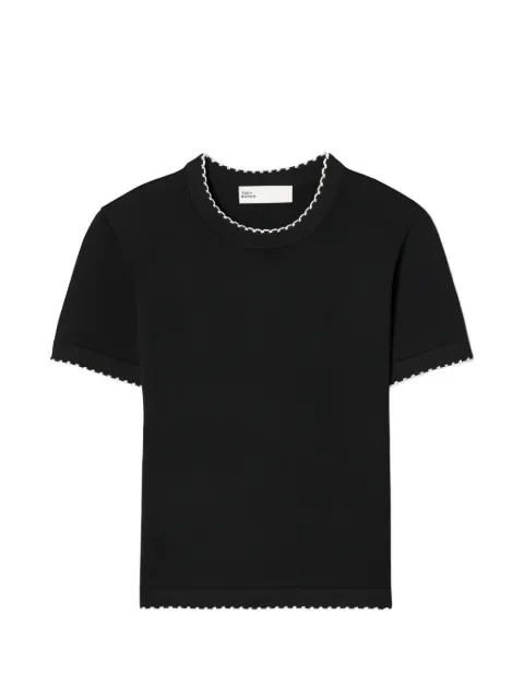 Tory Burch scalloped-trim knitted top Black 182742