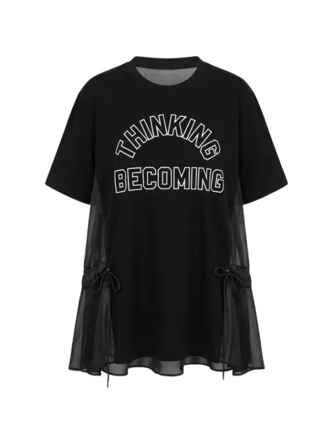 sacai graphic-print sheer-panel T-shirt Black 2608630