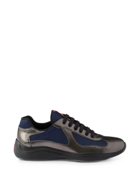 Prada America's Cup metallic-leather and bike-fabric sneakers Grey 4E3400FG0003LNG