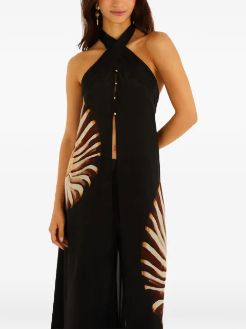FARM Rio Ammonite printed halterneck top Black 344112