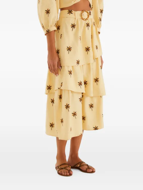FARM Rio belted midi skirt Yellow 347425