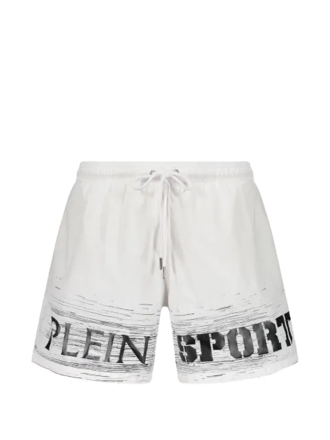 Plein Sport logo-print drawstring swim shorts White PS26MBM12