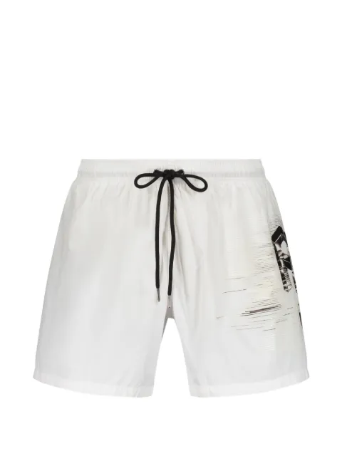 Plein Sport logo-patch drawstring swimsuit White PS26MBM13