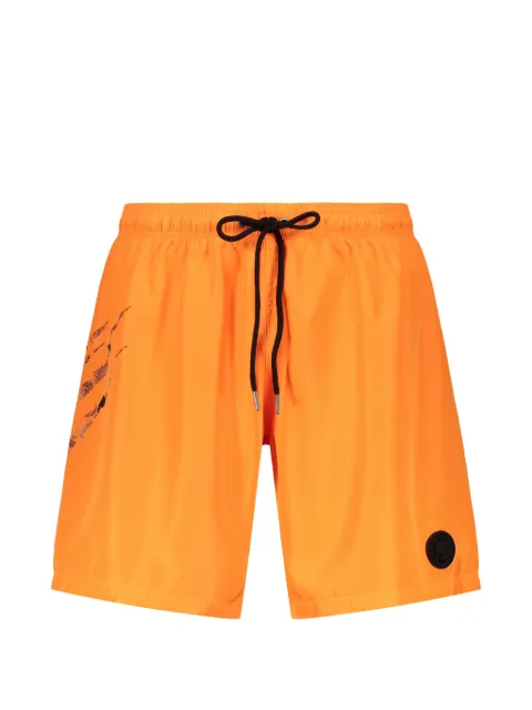 Plein Sport graphic-print logo-patch swim shorts Orange PS26MBL02