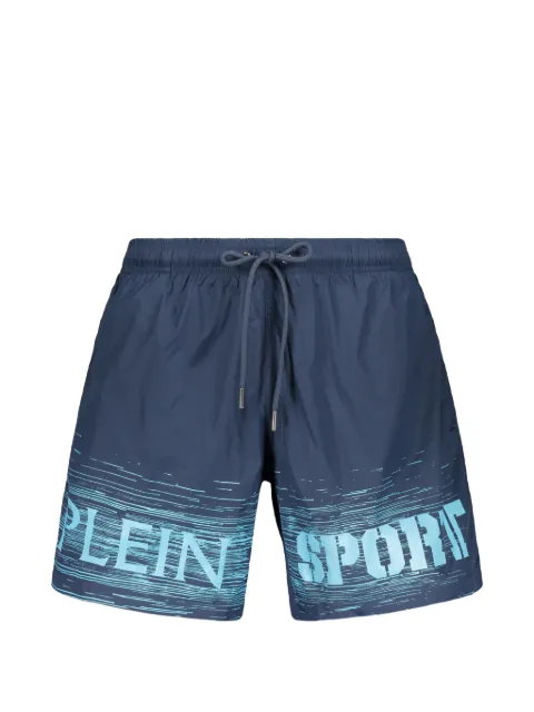 Plein Sport logo-print drawstring swim shorts Blue PS26MBM12