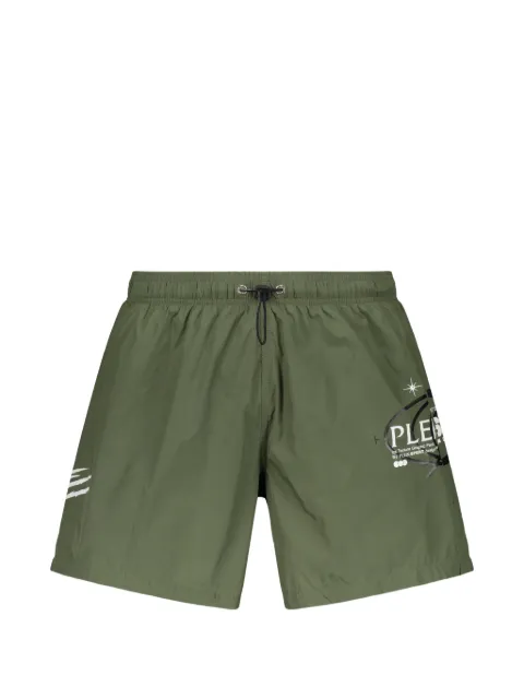 Plein Sport logo-print drawstring swim shorts Green PS26MBM03