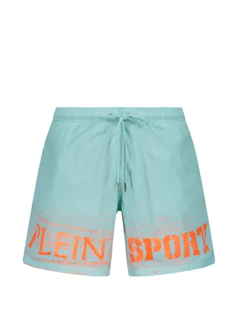 Plein Sport logo-print drawstring swim shorts Blue PS26MBM12