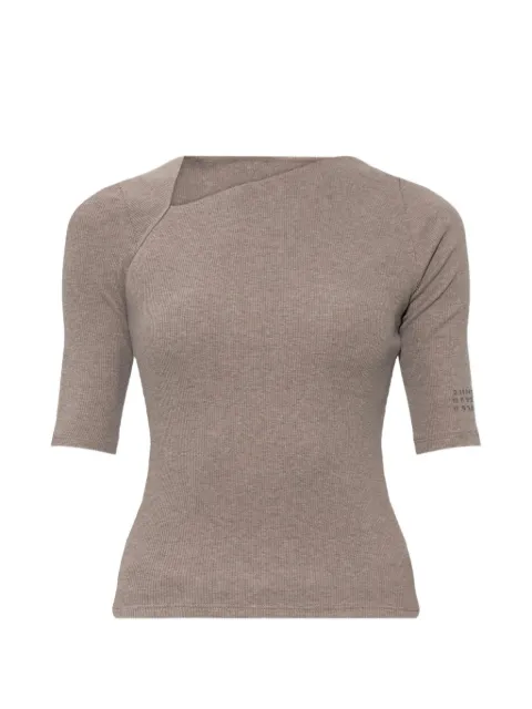 MM6 Maison Margiela asymmetric-neck ribbed-knit top Neutrals S52NC0361M20122
