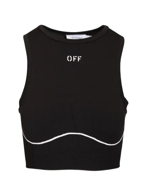 Off-White logo-print seamless sports top Black 2FA00661TW003