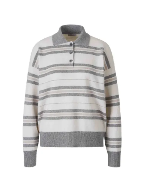Peserico striped button-collar polo shirt White A99869F12D9283