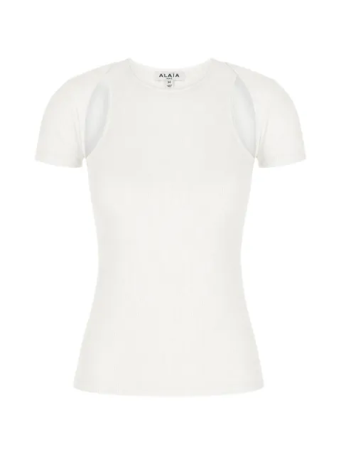 Alaïa ribbed cut-out T-shirt White AA9I0028J085D