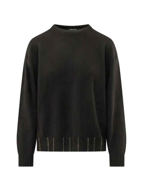 Fabiana Filippi embellished-ribbed crew-neck sweater Black MAD216F028M281