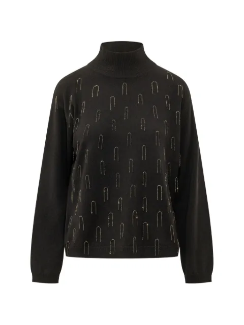 Fabiana Filippi Platinum bead-embellished high-neck sweater Brown MAD216F372M281