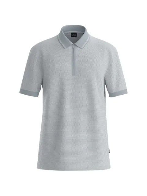 BOSS zip-fastening short-sleeve polo shirt Grey 50565320